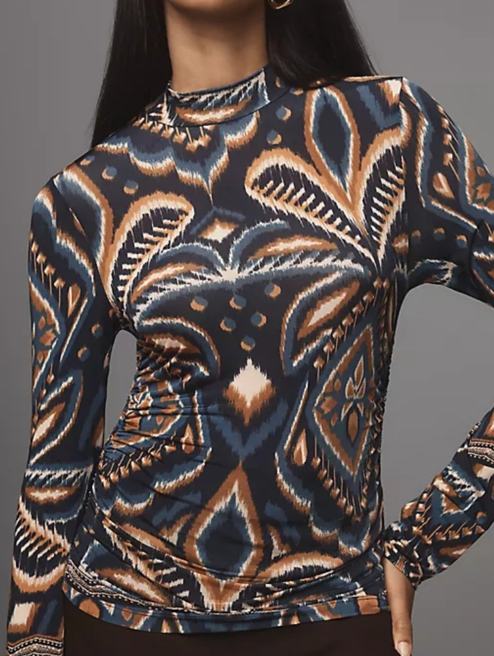 Anthropologie Farm Rio Pineapple Ikat Jersey Blouse Size M